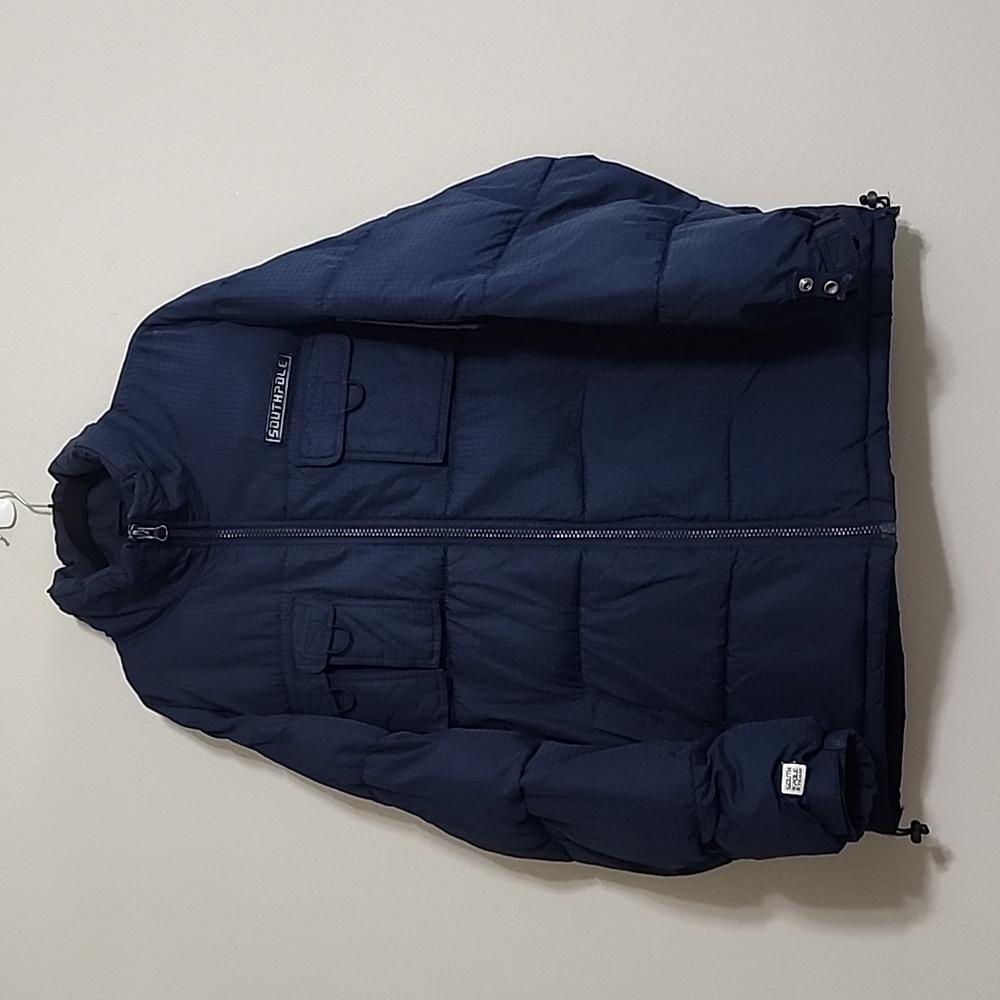 South Pole Men's 2K-SPTEAM Streetwear Navy Puffer Coat with Hood Size XL